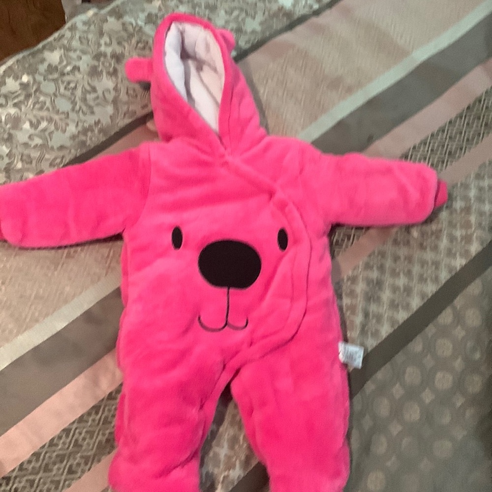 Pink bear Jumpsuit for winter,for 9 old months babygirl